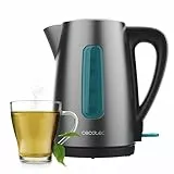 Cecotec Elektrischer Wasserkocher 1,7 L Thermosense 210 Steel. 2200 W, Edelstahlgehäuse, 360° drehbare Basis, ergonomischer Cool-Touch-Griff, Leuchtanzeige, doppeltes Sicherheitssystem