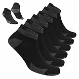 BLITZSOX Herren Sportsocken Laufen Knöchellang Kurzsocken Gepolstert Atmungsaktiv Baumwolle, 6er-Pack (43-46, Schwarz)