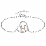 J.MUEN Schwester Armband Silber 925 für Damen Herz Armkette für Schwestern Bester Freund Freundschaft Schmuck Geschenke