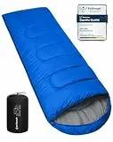 KingCamp Oasis Deckenschlafsäcke mit Kopfteil für Erwachsenen Leichtgewicht 3 Jahreszeiten, Blau, 220 × 75 cm