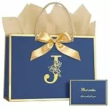 Vicloon Geschenktüte Geburtstag, Papier Geschenktüten mit Schleife + 1 Grußkarten + 3 Seidenpapier, Blau Geschenktaschen mit Henkel, Männer Frauen Birthday Gift Bag, Geschenkverpackung für Geschenk