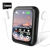 128GB MP3-Player mit Bluetooth 5.3, tragbarer digitaler verlustfreier Musik-Player mit eingebautem Lautsprecher, 2,0-Zoll-Voll-Touchscreen, HiFi-Klang, FM-Radio, Sprachrekorder, Kopfhörer enthalten