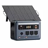 OSCAL PowerMax 1800SE Tragbare Powerstation mit 100W Solarpanel, 1024Wh LFP Batterie Backup mit 3x1800W AC Ausgäng, Schnellladung von 0-80% in 45 Mins Solar Generator, Notstromaggregat für Camping