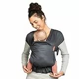 Infantino - Hybrid-Tragetuch Babytrage Hug & Cuddle - Hybrid tragetuch baby neugeboren - Gepolsterte Privatsphäreabdeckung - Integrierte Aufbewahrungstasche - Für Babys von 3,2 bis 11,8kg - Dunkelgrau