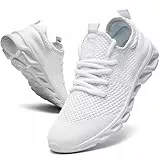 MGNLRTI Damen Turnschuhe Laufschuhe Fitnessstudio Tennis Sneaker Walking Damen Slip-on Sportschuhe, weiß, 41 EU