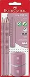 Faber-Castell 580073 - Bleistifte Set Grip 2001, 5-teilig mit 3 Bleistiften, Radiergummi und Spitzer, rose shadows