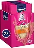 Vitakraft Premium, Katzen Leckerli, mageres Hühnchenfilet, Vorratsgröße, hypoallergen, ohne Zusatz von Getreide (7x 70g)