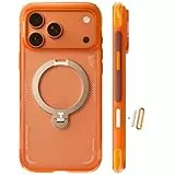 TORRAS Ostand Q3 Air für iPhone 17 Pro Hülle mit echtem Airbags Doppelter Schutz (360° Magnetischer Robust Ständer) Matt Handyhülle mit Kamerasteuerung Taste Gletscher Horizont Orange
