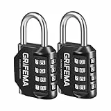 GRIFEMA 2 Pack Zahlenschloss 4 Stellig-Vorhängeschloss Wetterfest Frostsicher,Schloss mit Zahlencode Zinklegierung,Robust,Sicher, für Spind, Schuppen, Schule, Fitnessstudio,(2 Stück)1er Pack