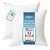 BEDSURE Kopfkissen 80x80 2er Set - Kissen 80x80 mit Reißverschluss, Anti-Milben - Antiallergisch Schlafkissen, Oeko-TEX Zertifiziert, 1400g Füllmenge Anpassbar