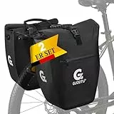 GUOOTU 2 Er Set Fahrradtasche für Gepäckträger 48L,aus Tarpaulin Hinten Gepäckträgertasche mit Reflektoren, mit Tragegriff und Schultergurt(Schwarz 24L, 2er Set)