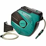 Amazon Basics Schlauchtrommel zur Wandmontage, mit Schlauch, automatische Aufrollung, 25 m, Grün/Schwarz