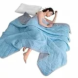 LUKYWANG Sommer Decke Weiche Kühldecke, leichte, Glatte Bettdecke for Klimaanlagen, leichte, kühle Steppdecke for den Sommer, doppelseitige kalte Tagesdecke KüHlende Decke(Sky Blue,200x230cm)