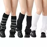 Utensilsto 3 Paar Lose Gestrickte Beinwärmer für Damen, Leg Warmers Y2k Gestrickte Beinstulpen Knielange Boot Leg Warmers Goth Lolita für Damen und Mädchen