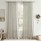 CUTEWIND Vorhänge Leinen Halbtransparent 2er Set Gardinen Wohnzimmer Modern H 245 x B 140 cm, Vorhang Leinenoptik Schlafzimmer Curtains Living Room, mit verdeckten Schlaufen