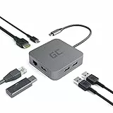 GC USB C Hub, Multiport Adapter für MacBook 6 in 1 MacBook Air Adapter Docking Station auf HDMI 4K, 3X USB 3.0, Ethernet, Power Delivery 87W für Dell für Lenovo und mehr Type-C Geräte