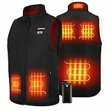 KEMIMOTO Beheizbare Weste für Herren Damen, Beheizte Weste mit 9600mAh Akku, 6 Heizzonen und Überhitzungsschutz, Heizweste mit USB, Ideal für Motorradfahren, Wandern, Camping, Skifahren, Angeln