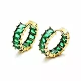 MESOVOR Creolen Ohrringe mit Zirkonia für Damen, 18 Karat Vergoldete Mehrfarbige Zirkonia-Ohrringe, Schmuck, Geschenke für Frauen und Mädchen (Grün)