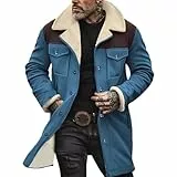 KOG Winterjacke Herren Lang Wildlederjacke Casual Wintermantel Einfarbige Streetwear Freizeit Windjacke Warm Kapuzenjacke Festival Jacke Sportjacke Motorrad Jacke Fleecepullover Blau XL