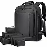 Lekespring Rucksack Handgepäck Flugzeug Ryanair Handgepäck 40x20x25 Reiserucksack Herren mit 6 Teilige Kleidertaschen für Kurze Tirp Business Weekender, Schwarz