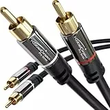 KabelDirekt – 1m Cinch Kabel, Stereo Audio Kabel 2 x 2 Cinch besonders bruchfest & brillante Tonqualität (Koaxialkabel, RCA-Kabel, Subwoofer/Verstärker/HiFi & Heimkino/Blu-ray, analog & digital)