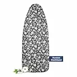 Frilodge Bügelbrettbezug mit Dicker Polsterung 120x40, 120x45, Rundum-Elastikband, Klettverschlüsse, passend für Bügeltische 125x45, ideal für Dampfbügelstationen, Ironing Board Cover Black Rose