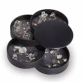 INMORVEN Schmuckaufbewahrung Schmuckkästchen Mädchen Schmuckkasten Damen Schmuckschatulle Schmucktabletts 4 Ebenen Drehbar Schmuckdose für Ring Ohrringe Aufbewahrung Halskette Haargummi(Schwarz)