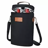 Kato Tirrinia Kühltasche für 2 Flaschen- Flaschenträger für Wein & Bier, gepolsterte 2 weinkühltasche mit isoliert,Griff & Schultergurt, Flaschenkorb für Reise, Picknick, Party