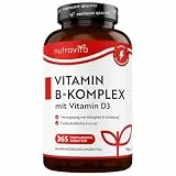 Vitamin B-Komplex - JAHRESVORRAT - Alle 8 B-Vitamine in 1 Tablette - Vitamin B1, B2, B3, B5, B6, B12, Biotin, Folsäure & Vitamin D3 - Premium: Mit aktiven Vitamin B-Formen - Hochdosiert