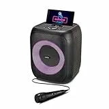 MEDION S61991 Partylautsprecher mit Bluetooth (Partysoundsystem inklusive Mikrofon, Party Box, tragbares Soundsystem, integrierter Akku, für drinnen und draußen, Lichteffekte, TWS)