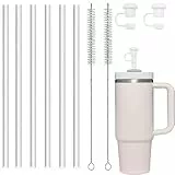 jatimdotin 6 Stück Strohhalme für Stanley Cup, Wiederverwendbar Klare Strohhalme mit 2 Reinigungsbürste und 2 Strohabdeckung, Plastic Straws Compatible with Stanley 30/40 oz
