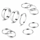 Milacolato 10 Pcs Ring Set Damen Knuckle Ringe Set Edelstahl Ring Einfache Glatte Finger Stapelbare Ringe Set Für Frauen Silber