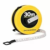 XXL Kapselbandmaß Bandmaß 30 Meter mit Halterung - robustes Maßband & Bandmass zum präzisen Messen mit Feststeller - Rollmassband & Massband mit Aufrollsystem (30 Meter)