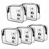 5 Stück Lermende transparente Kulturtasche, TSA-geprüft Kosmetiktasche, Reise, Handgepäck, transparente Tasche， Flughafen-konforme Tasche, reisezubehör Quartgröße, 3-1-1 Kit Gepäcktasche（Violett）