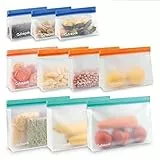 O2frepak 10 Packungen wiederverwendbare Gefrierschrank Lebensmittelqualität Aufbewahrungstaschen,Leakproof BPA freie Sandwich Mittagessen Snack Taschen,Make-up Reise Home Organisation