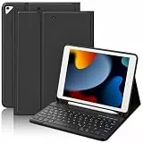 MMK Tastatur Hülle für iPad 10.2 Zoll (9/8/7 Generation 2021/2020/2019), für iPad Air 3rd 2019 und Pro 10.5 2017, Abnehmbar Tastatur Schutzhülle mit Pencil Halter, Deutsches QWERTZ-Layout