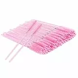 BUTBU 50 Stk Einweg Wimpernbürsten, Wimpernverlängerungs Bürsten, Zubehör für Wimpernverlängerung, Beauty-Salon & Hausgebrauch Eyelash Brush, Kosmetikpinsel für Falsche-Wimpernverlängerung(Rosa)