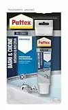 Pattex Dichtmasse für Bäder, Küche, Original aus Silikon, transparent, versiegelt, aus Silikon, Küche und Bad, schmutzabweisend, Silikon, wasserdicht, 50 ml Schlauch
