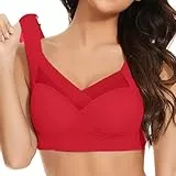 Generisch Komfort BH Wohlivia Haltungskorrektur Push Up BH Damen Ohne Bügel Große Größen Bustier Damen Spitze Bralette Bügelloser Klassischer Schalen BHS Bralette Weicher Komfort Seamless (Rot, 4XL)