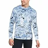 Men's Hoodie Shirt Sun Protection UPF50+ UV Pullover Long Sleeve Hoodie for Fishing Rash Guard Camo S