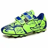 Fußballschuhe Kinder Fussballschuhe Jungen Mädchen 29EU Outdoor Athleti Trainingsschuhe Atmungsaktiv Low Top Spikes rutschfest Football Shoes Grün
