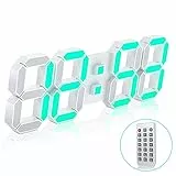 3D-LED-Wanduhr, 7 Farben, 38,1 cm mit Fernbedienung, digitaler Wecker, einstellbare Helligkeitstimer, 12/24 Stunden Zeit/Datum/Temperatur für Schlafzimmer/Wohnzimmer/Büro
