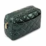 Lychii Schminktasche Damen, Gesteppte Kosmetiktasche, Reise Makeup Tasche, mit Externem Reißverschlussfach, für Aufbewahrung von Kosmetik, Toilettenartikel (Grün)