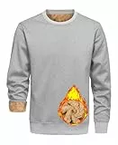 Libin Pullover Herren Sweatshirt Winter Warm Fleece Pullover Herren Ohne Kapuze Sport Outdoor Männer Gefütterte Thermo Langarmshirt Crewneck Grau XL