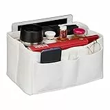 Relaxdays Taschenorganizer Handtasche, Filz, viele Fächer, entnehmbarer Trenner, Handtaschenorganisator, Größe L, weiß, 10035785_59
