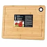 Chef Aid Bambus Schneidebrett 33 x 23 x 1,4 cm Küchenbrett aus 100 Prozent Bambus mit Saftrille rutschfesten Gummifüßen und Aufhängeöse zum Schneiden Hacken und Servieren