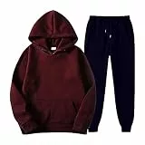 Auifor Trainingsanzug Herren,Unisex Einfarbig Langarm Sportanzug 2 Piece Jogginganzug Kapuzenpullover Jogginghose Set,Motorrad Hoodie Protektoren Sweatjacke Damen Kapuze Hoodie（C-Wein,Mittel