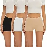 SIHOHAN Damen Baumwolle Boxershorts Radlerhose Damen kurz Panties Unterhosen mit Beinen Hose unter Kleid doppelter Schritt (Schwarz+weiß+beige,S)