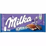 Milka Oreo – Alpenmilch-Schokolade gefüllt mit knusprigen Oreo-Keks-Stückchen und feiner Vanillecrème – 100 g