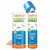 ARDAP Ameisen Set: Ameisenspray 400ml + Ameisenmittel 500g - Ameisenspray außen & gegen Ameisen im Haus, Ameisenpulver, Ameisenstreumittel (PT19)